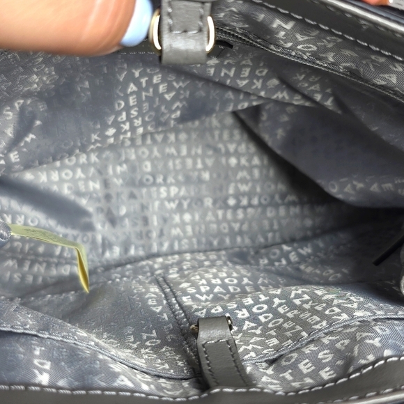 KATE SPADE GRAY BAG VARICK STREET ABBIE EXOTIC LEATHER SUEDE SATCHEL PURSE XBODY - Picture 13 of 16